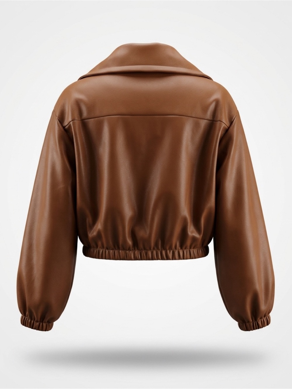 Ci Sono Cropped Chestnut Faux Leather Jacket - Picture 3 of 6